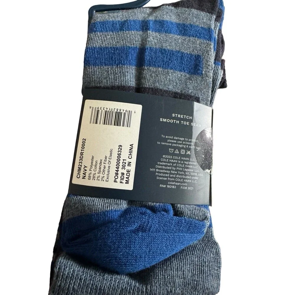 Cole Haan Men's‎ Dress Crew Socks 3 Pair Black Blue Men’s Shoe Sz 7-12